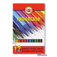   Színes ceruza készlet, henger alakú, famentes, KOH-I-NOOR "Progresso 8756/12", 12 különböző szín