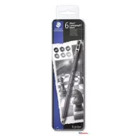   Grafitceruza készlet, fém doboz, hatszögletű, STAEDTLER "Mars Lumograph 100B", 6 különböző keménység, fekete