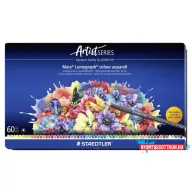   Akvarell színes ceruza készlet, hatszögletű, fémdobozos, STAEDTLER "Mars® Lumograph® 104", 60 különböző szín