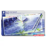   Akvarell ceruza készlet, hatszögletű, fém doboz, STAEDTLER "Karat® aquarell 125", 60 különböző szín