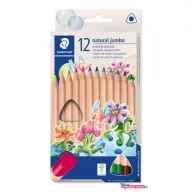   Színes ceruza készlet, háromszögletű, vastag, STAEDTLER "Noris® natural jumbo 1280N", 12 szín
