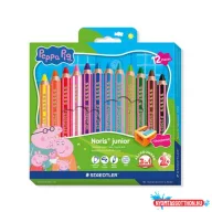   Színes ceruza készlet, hatszögletű, jumbo, STAEDTLER „Noris® junior 140", Peppa malac, 12 szín