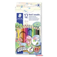   Színes ceruza készlet radírral, hatszögletű, STAEDTLER "Noris Club", 12 különböző szín