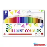   Színes ceruza készlet, háromszögletű, fémdobozos, STAEDTLER "Ergo Soft 157", 36 különböző szín