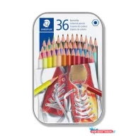   Színes ceruza készlet, hatszögletű, fém dobozban, STAEDTLER "175", 36 különböző szín