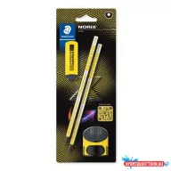   Grafitceruza készlet, hegyezővel, radírral, HB, STAEDTLER "Norix® 181", sárga