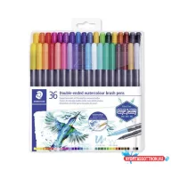   Ecsetirón készlet, 0,5-0,8/1,0-6,0 mm, kétvégű, STAEDTLER "3001", 36 szín