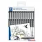 Tusfilc készlet, 12 különböző vonalvastagság, STAEDTLER "Pigment Liner 308", fekete