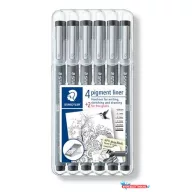   Tusfilc készlet, STAEDTLER "Pigment Liner 308", fekete, 4+2 darab