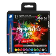   Ecsetirón készlet, STAEDTLER "Pigment brush 371", 12 különböző alapszín