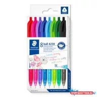   Golyóstoll, 1 mm, nyomógombos, STAEDTLER® "4230 M", 8 különböző szín