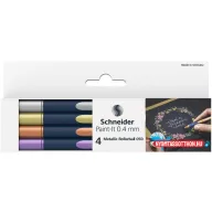   Metálfényű rollertoll készlet, 0,4 mm, SCHNEIDER "Paint-It 050" 4 különböző szín