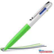   Golyóstoll, 0,5 mm, nyomógombos, négyszínű, SCHNEIDER "Take 4 Neon", zöld-fehér