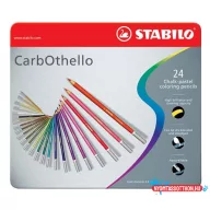   Pasztell ceruza készlet, kerek, fém doboz, STABILO "CarbOthello", 24 különböző szín