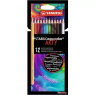   Akvarell ceruza készlet, STABILO "Aquacolor ARTY", 12 különböző szín