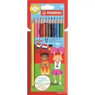   Színes ceruza készlet, hatszögletű, STABILO "Color", 12 különböző szín