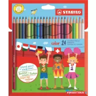  Színes ceruza készlet, hatszögletű, STABILO "Color", 24 különböző szín