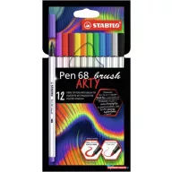   Ecsetirón készlet, STABILO "Pen 68 brush ARTY", 12 különböző szín