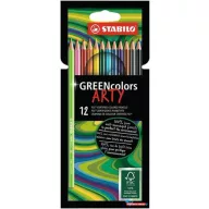   Színes ceruza készlet, hatszögletű, STABILO "GreenColors ARTY", 12 különböző szín