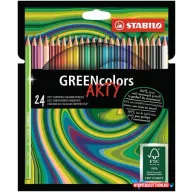   Színes ceruza készlet, hatszögletű, STABILO "GreenColors ARTY", 24 különböző szín