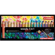   Színes ceruza készlet, kerek, vastag, STABILO "Woody ARTY 3 in 1", 18 különböző szín