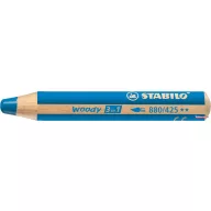   Színes ceruza, kerek, vastag, STABILO "Woody 3 in 1", kék