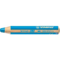   Színes ceruza, kerek, vastag, STABILO "Woody 3 in 1", ciánkék