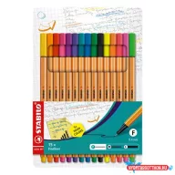   Tűfilc készlet, 0,4 mm, STABILO "Point 88", 10+5 különböző szín