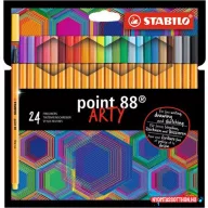   Tűfilc készlet, 0,4 mm, STABILO "Point 88 ARTY", 24 különböző szín