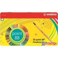   Tűfilc készlet, 0,4 mm, fém doboz, STABILO "Point 88", 47+3 különböző szín