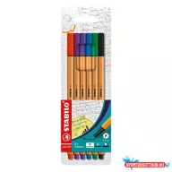   Tűfilc készlet, 0,4 mm, STABILO "Point 88", 6 különböző szín