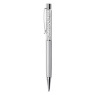   Golyóstoll, krémfehér, felül fehér SWAROVSKI® kristállyal töltve, 14 cm, ART CRYSTELLA®