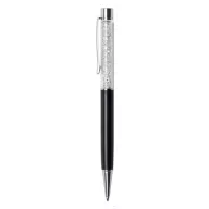   Golyóstoll, fekete, felül fehér SWAROVSKI® kristállyal töltve, 14 cm, ART CRYSTELLA®