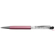   Golyóstoll, világoslila, felül fehér SWAROVSKI® kristállyal töltve, érintővel, 14 cm, ART CRYSTELLA®