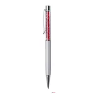   Golyóstoll, krémfehér, felül siam piros SWAROVSKI® kristályokkal töltve, 14 cm, ART CRYSTELLA®