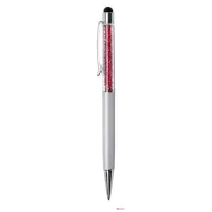   Golyóstoll, krémfehér, felül siam piros SWAROVSKI® kristályokkal töltve, TOUCH, 14 cm, ART CRYSTELLA®