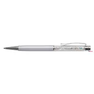   Golyóstoll, krémfehér, felül színjátszós fehér SWAROVSKI® kristállyal töltve, 14 cm, ART CRYSTELLA®