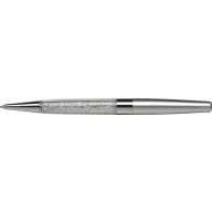   Golyóstoll, ezüst, alul fehér SWAROVSKI® kristállyal töltve, 14cm, ART CRYSTELLA®