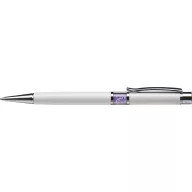   Golyóstoll, fehér, középen orgonalila SWAROVSKI® kristállyal töltve, 14cm, ART CRYSTELLA®
