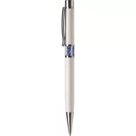   Golyóstoll, fehér, középen zafírkék SWAROVSKI® kristállyal töltve, 14cm, ART CRYSTELLA®