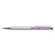  Golyóstoll, krémfehér, felül orgona lila SWAROVSKI® kristállyal töltve, 14 cm, ART CRYSTELLA®