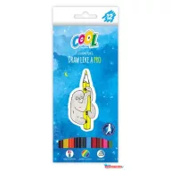   Színes ceruza készlet, háromszögletű, COOL BY VICTORIA, 12 különböző szín