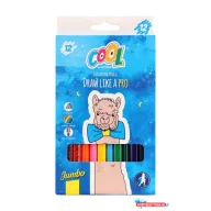   Színes ceruza készlet, háromszögletű, vastag, COOL BY VICTORIA, 12 különböző szín
