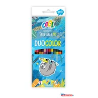   Színes ceruza készlet, háromszögletű, kétvégű, COOL BY VICTORIA "Duocolor", 24 különböző szín