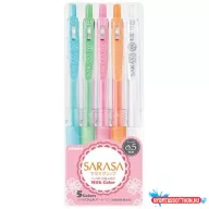   Zseléstoll készlet, 0,33 mm, nyomógombos, ZEBRA "Sarasa Clip Milk", 5 vegyes pasztell szín