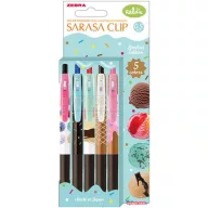   Zseléstoll, 0,33 mm, nyomógombos, ZEBRA "Sarasa Clip Ice Cream", 5 különböző szín