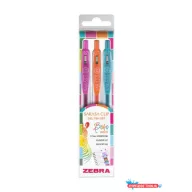   Zseléstoll készlet, 0,33 mm, nyomógombos, ZEBRA "Sarasa Clip Boho Vibes", 3 különböző szín