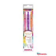   Zseléstoll készlet, 0,25 mm, nyomógombos, ZEBRA "Sarasa Clip Sunset", 3 különböző szín
