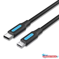   Vention USB-C 2.0/M ->  Micro B/M, 0,5m, (2A, fekete), kábel