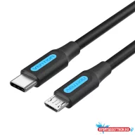   Vention USB-C 2.0/M ->  Micro B/M, 1,5m, (2A, fekete), kábel